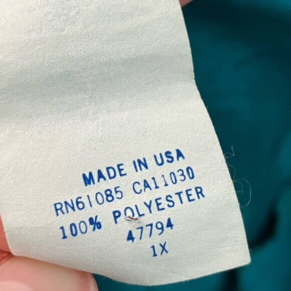 Vintage Womens 1x Slip Turquoise Satin Floral Made in USA Lace Lingerie Mini - Picture 7 of 8